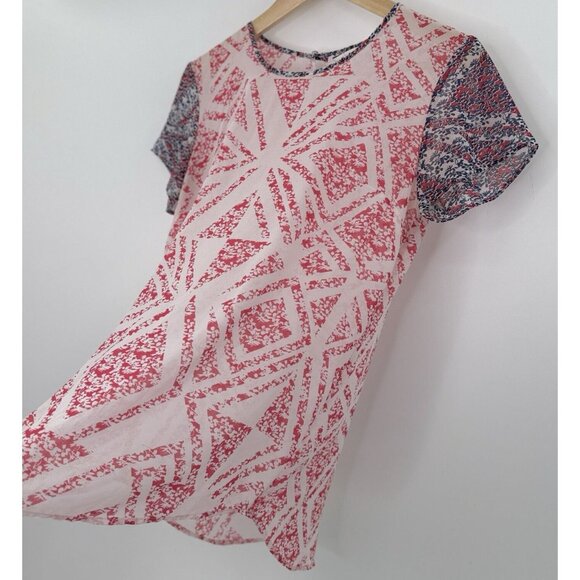 CAbi Women's Coquette Geometric Floral Sheer Top Blouse Size Sm, Preppy Career - Picture 4 of 8